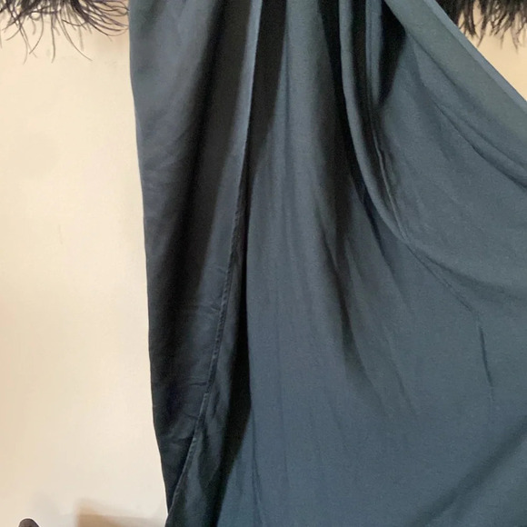 Michael Costello x REVOLVE Feather Trim Wrap Dress in Black - Picture 8 of 13